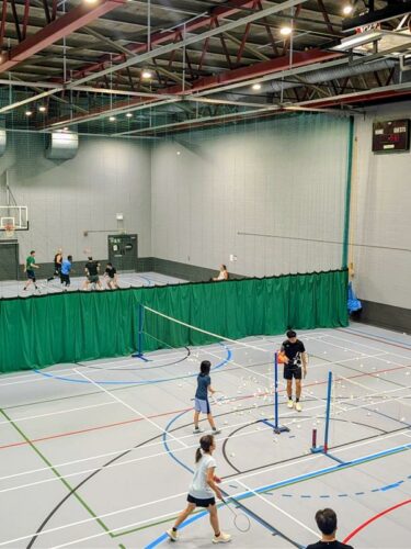 people playing badminton and basket ball