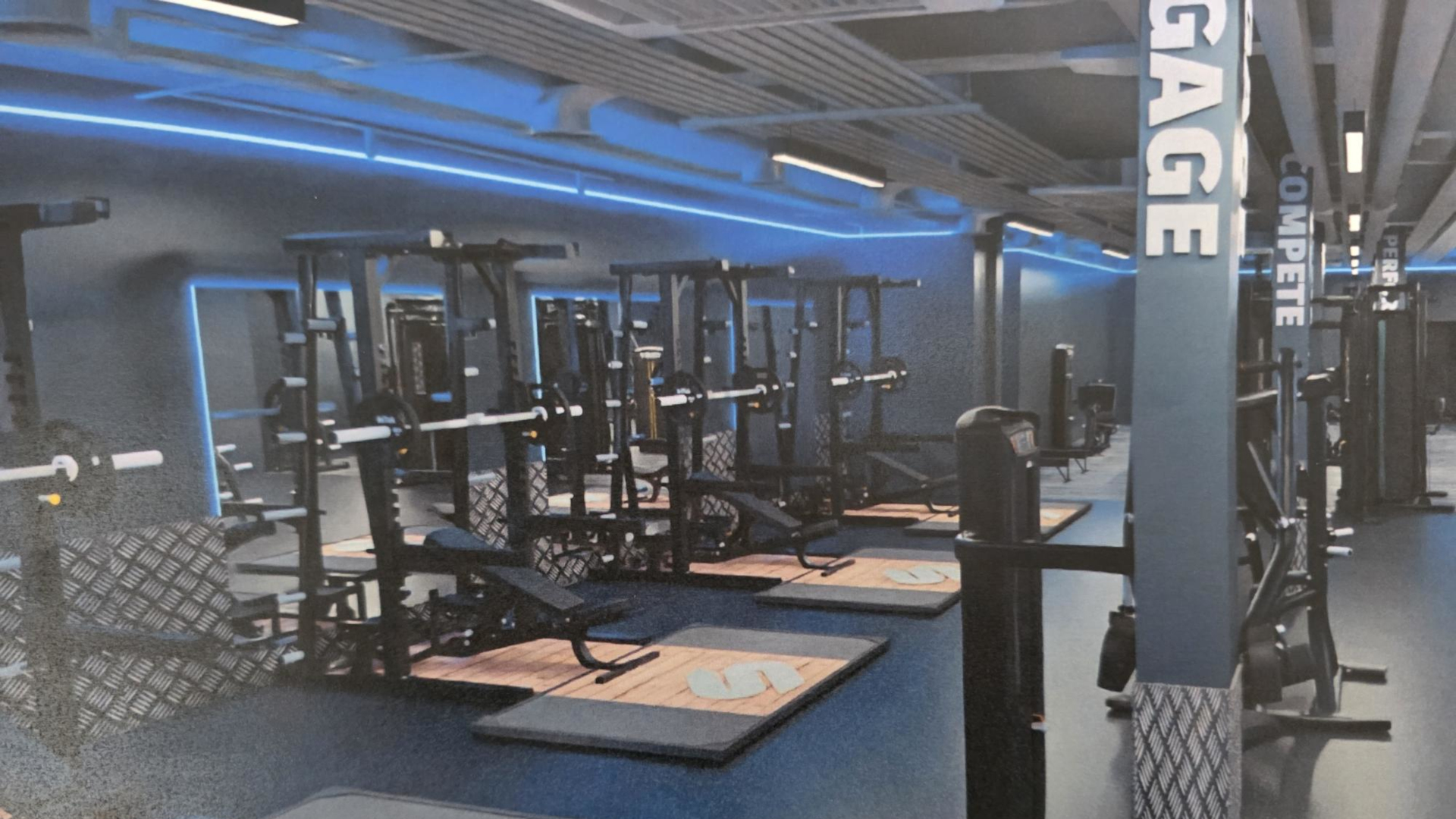 New gym design concept for the downstairs area